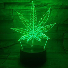 3D Lamp, 420 Marijuana Cannabis Weed Pot Leaf Night Light with 7 Colors Changing