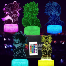 3D My Hero Academia Lamp, 3D Illusion Anime Lamp 5 Patterns and 16 Color Change Decor Lamp with Remote Control, Boys Girls Birthday Gifts
