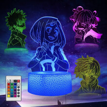 3D My Hero Academia Lamp, 3D Illusion Anime Lamp4 Patterns and 16 Color Change Decor Lamp with Remote Control, Boys Girls Birthday Gifts