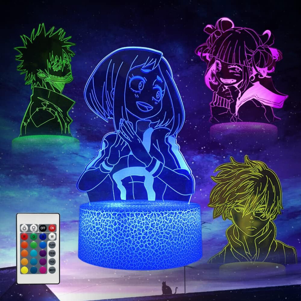 Veeki 3D My Hero Academia Lamp, 3D Illusion Anime Lamp4 Patterns And 16 Color Change Decor Lamp With Remote Control, Boys Girls Birthday Gifts