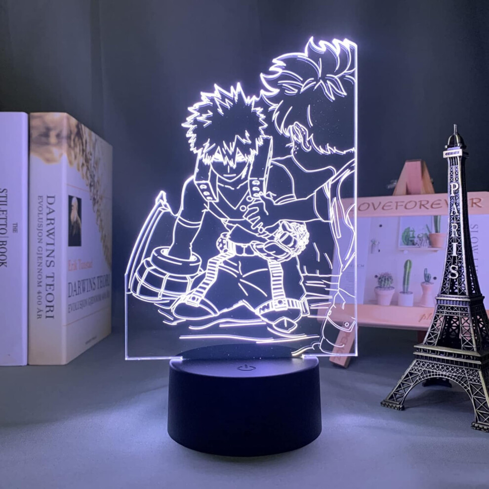 3D Night Lights led Bakugo Katsuki 3D Lamp Anime My Hero Academia Lamp for Kids Bedroom Decor Bakugo Katsuki Led Night Light Birthday Gift Manga Table