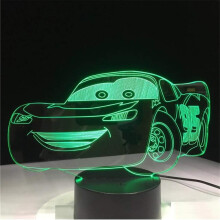 Boys Birthday Gift Lightning McQueen Route 66 Your Racing Car 3D 7 Color Lamp Visual Led Night Lights for Kids Touch USB Table Lamp