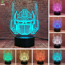 Cool Transformers Bots Optimus Prime Action Figure Autobots 3D Knight Trans Figure 16 Color Change Led Night Light Decor Fans Man Boys Kids Teen