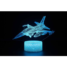 Fighter Jet 3D Night Light with 7-Color Smart Touch LED Desk Lamp, Optical Illusion Nightlight, Ideal Gift for Kids