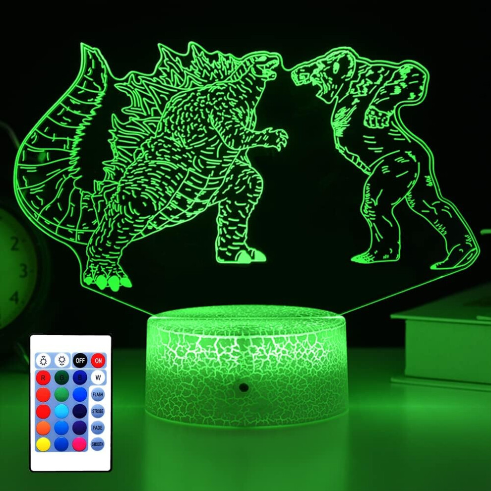 Godzilla vs King Kong Night Light Kidâs Room LED DÃcor Lamp with Remote control/16 Colors as Birthday Gifts or Present for Boys/Girls/Baby