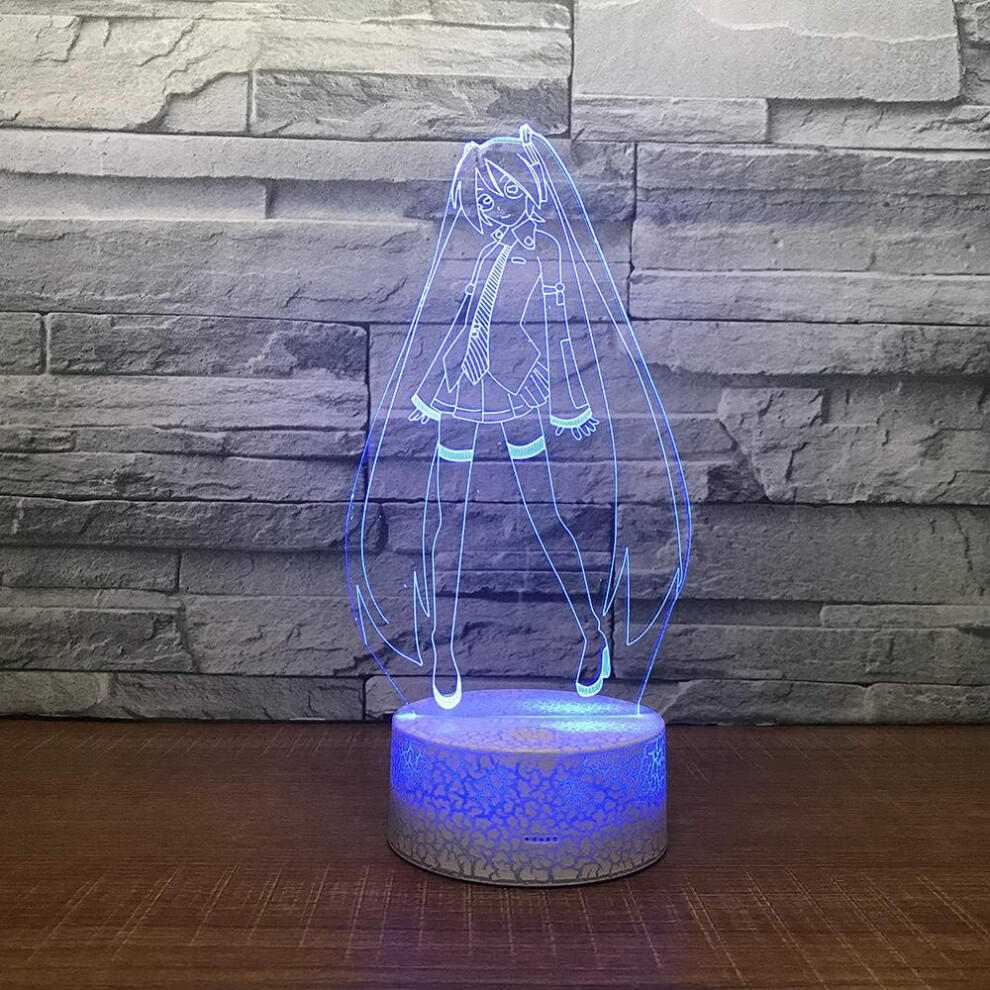 Veeki 3D Optical Illusion Night Anime Girl 3D Lamp Cartoon Hatsume Miku Led Night Desk Action Figures Boys Girls Birthday Gift Christmas T Light