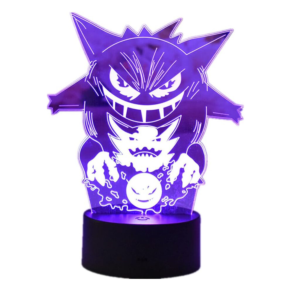 Cartoon Elf Gengar Night Light 3D Illusion LED Light Children's Bedroom Decoration Table Lamp USB Touch Remote Control Lamp Home Decor Lamp Toy