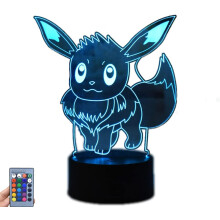 Cartoon Anime Eevee Night Light 3D Illusion Light LED Table Lamp Touch/Remote Control Bedroom Decor Light Home Decor Birthday Party Atmosphere L