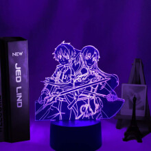 3d Led Night Light Anime Sword Art Online Kirito & Asuna for Bedroom Decor Birthday Gift Table Lamp Manga SAO