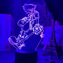 Game Kingdom Hearts Sora Keyblade 3D Anime Illusion Night Light Child Table Lamp Led Color Changing Kids Bedroom Decor Sora USBBedside Lamp-16 C