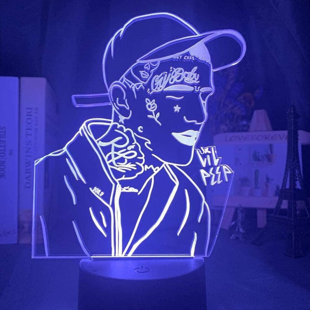 Veeki Boutiquespace 3D Illusion Lamp Led Night Lil Peep Figure For Bedroom Decor 7 Light