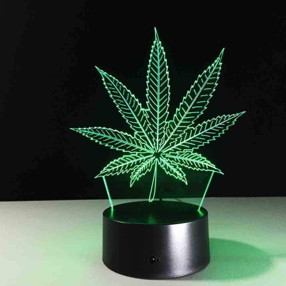 Leaves Led Animal 3D Night Light RGB Changeable Weed 3D Lamp Optical Visual Table Lamp Room Party Decoration Lighting