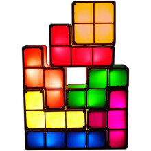 7 PCS Stackable Night Light 3D Puzzles Toy 7 Colors Magic Blocks Induction Interlocking LED Novelty Desk Lamp Lighting DIY for Teens and Adults