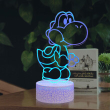 3D LED Night Light 16 Color Change Remote Control Touch Sensor AA Battery Powered Retro Game Mario Yoshi Fans Party Decor Desk Table Nightstand