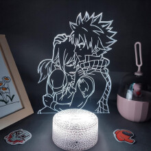 3D Night Light Manga Fairy Tail Lava Lamp Anime Figure Natsu Dragneel and Erza Scarlet RGB Led Colorful Gift Bedroom Table Decor (Lava Lamp Base