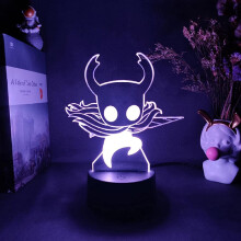 3D Night Light,Hollow Knight Figurine Player Drawing Art Laser Engraved Acrylic Upward Lighting LED Sensor Lights Computer Desk Lamp
