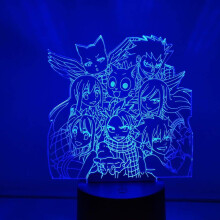 3D Night Lights for Boys Girls Fairy Tail Action Figure, Fairy Tail Natsu Lucy Lamp led Night Light for Kids 16 Colors Remote HOICHAN, SWH-09092