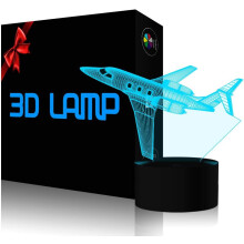 Creatively 3D Plane Lights LED Airplane Night Light, YKLWORLD 3D Aero Plane Illusion Table Lamp with 7 Colors and USB Powered, Best Bedroom Decor Toys