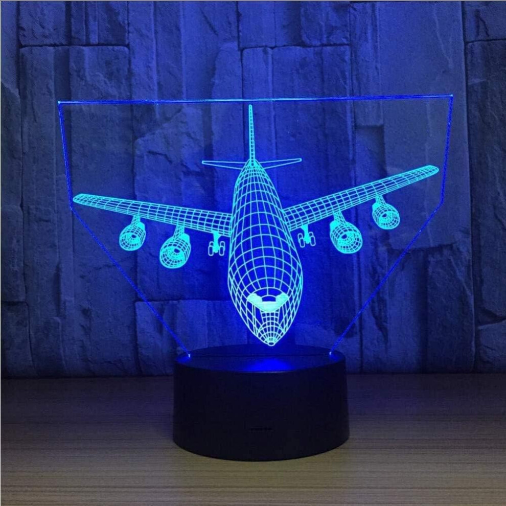 Airplane Night Light 3D Illusion Lamp 7 Color Changing Touch Control with USB Cable LED Table Desk Decor Lamps Christmas Birthday Gifts