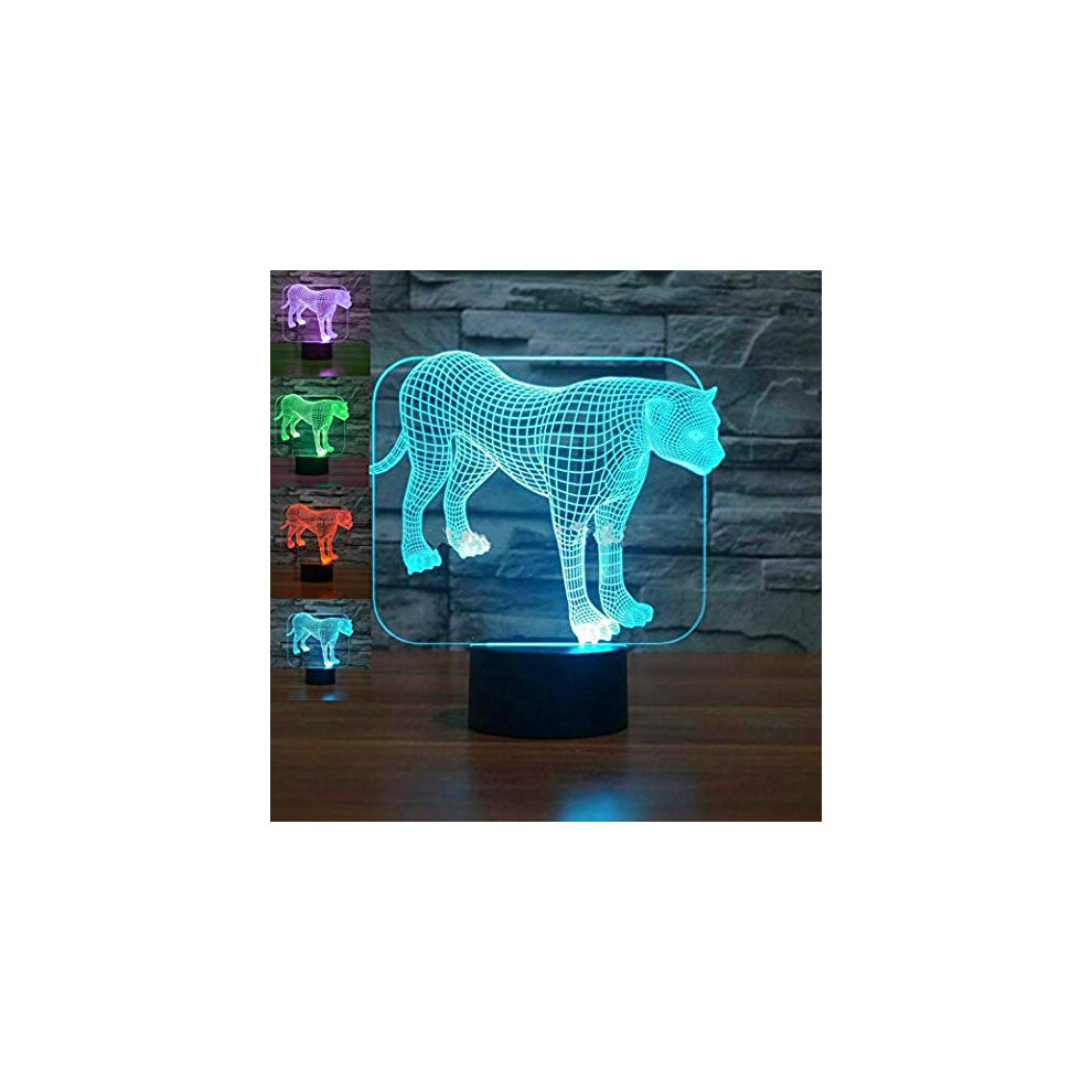 Animal Leopard 3D Night Light 7 Color Change LED Table Lamp Xmas Toy Gift