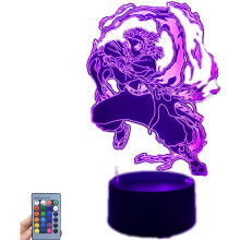 Anime Demon Slayer Rengoku Kyoujurou 3D Illusion Night Light Black