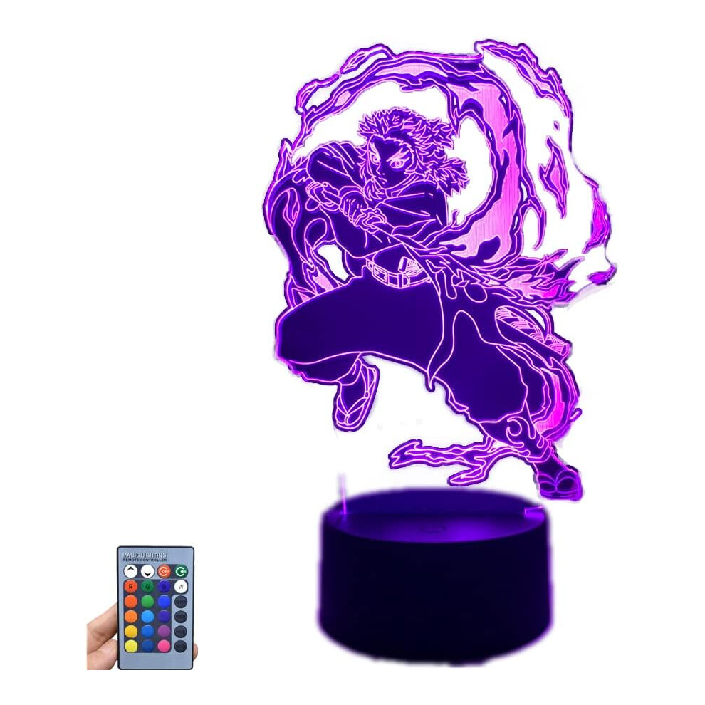 Veeki Anime Demon Slayer Rengoku Kyoujurou 3D Illusion Night Light/Black