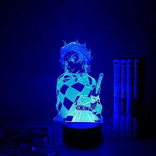 Anime led Lamp Night Light Demon Slayer Tanjiro Kamado Lamp 3D for Kid Bedroom Decor Lighting Child Christmas Gift Birthday Nightlight (16 Color