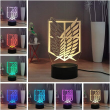 Attack on Titan 3D Night Light, 7 Colors and 16 Dimmable LED Anime Night Light, Remote Touch USB Kids Bedroom Decor Night Light, Holiday Gifts f
