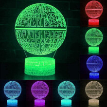 TEBOCR Death Star 7 Color Change Decor Lamp Desk Table 3D Illusion Night Light with Remote & Smart Touch, Gifts for Boys,Girls and Super Hero Fans