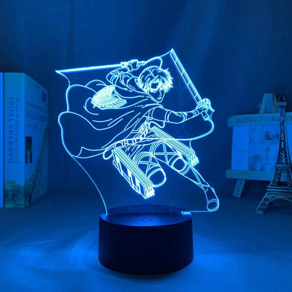 Attack on Titan 3D Anime Lamp Night Levi Ackerman Illusion Night Figurine from Attack On Titan Japanese Anime Led Sensor Lights