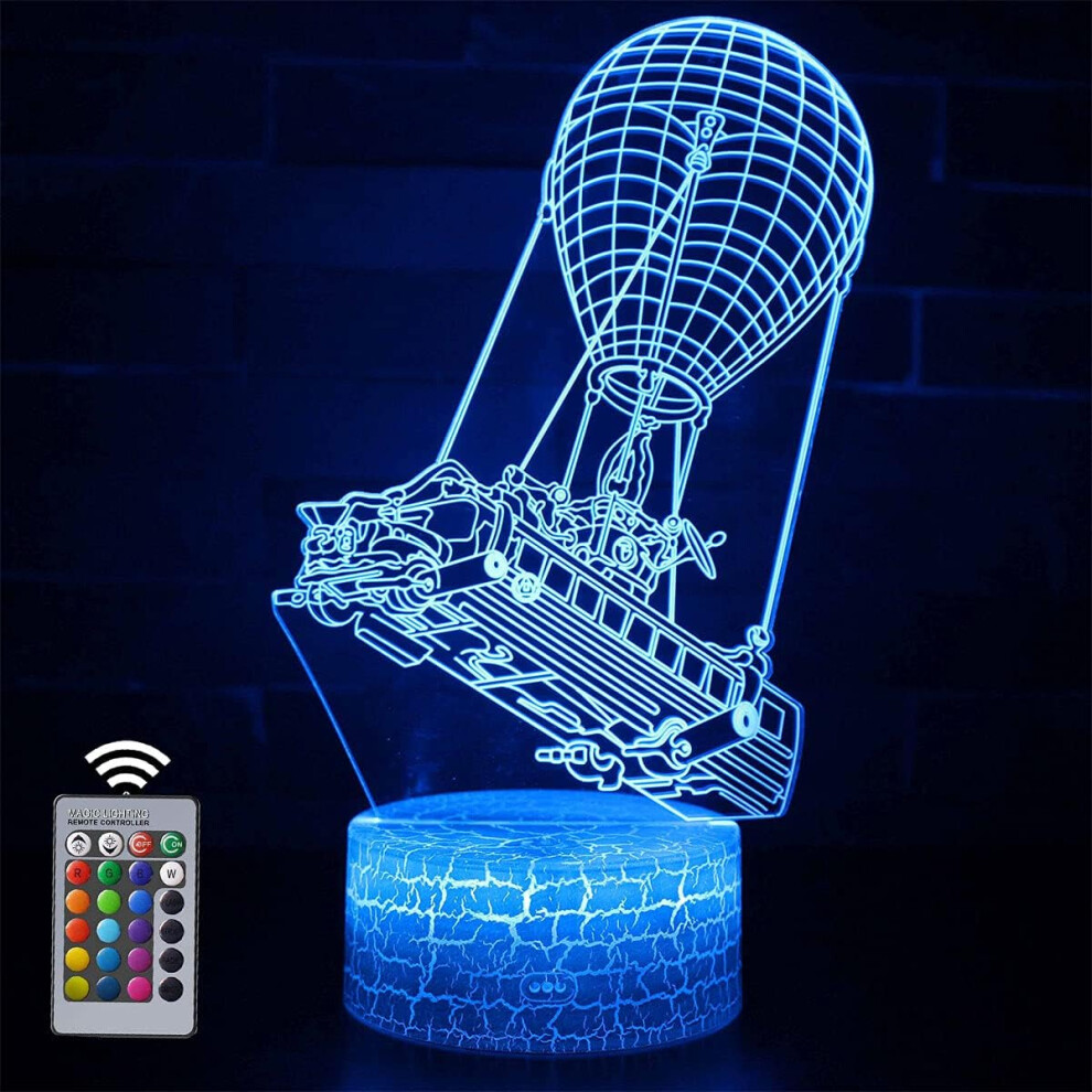 3D Battle Bus Night Light, RGB Color lamp with Remote Control & 16 Colors Changing Artwork Bedside Hot Air Balloon Lamp Illusion Lamp Birthday G