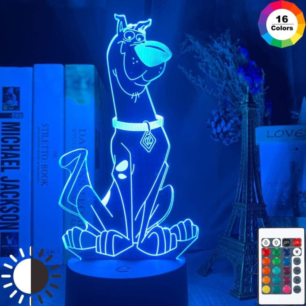 Veeki 3D Illusion Lamp Led Night Cute Cartoon Dog Scooby Doo Figure Baby Colorful For Kids Room Decor Bedside Lamp Gift, N11 Light