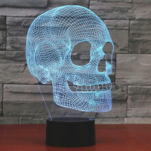Scary Skull Night Light 3D Illusion Lamp, 7 Colors Changing USB Touch Switch Table Lights, Bedroom Easter Decoration Lamps