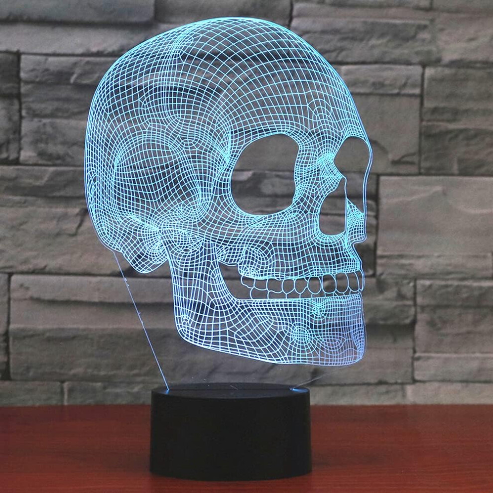 Veeki Scary Skull Night 3D Illusion Lamp, 7 Colors Changing Usb Touch Switch Table S, Bedroom Easter Decoration Lamps Light