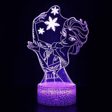 3D Illusion LED Night Light - Frozen Princess, 7-Color Auto-Change Desk Lamp for Girls' Bedroom, USB/Battery Powered, Remote, Gift