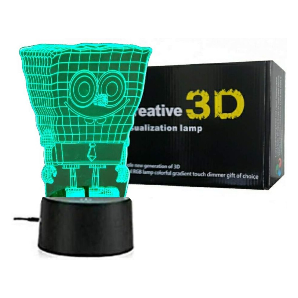 Veeki 3D Illusion Sponge Bob Night Lamp For Kids Bedroom. Multi Color Sponge Bob Toy Lamp For Small Kids. Best Gift For Kids Bedroom