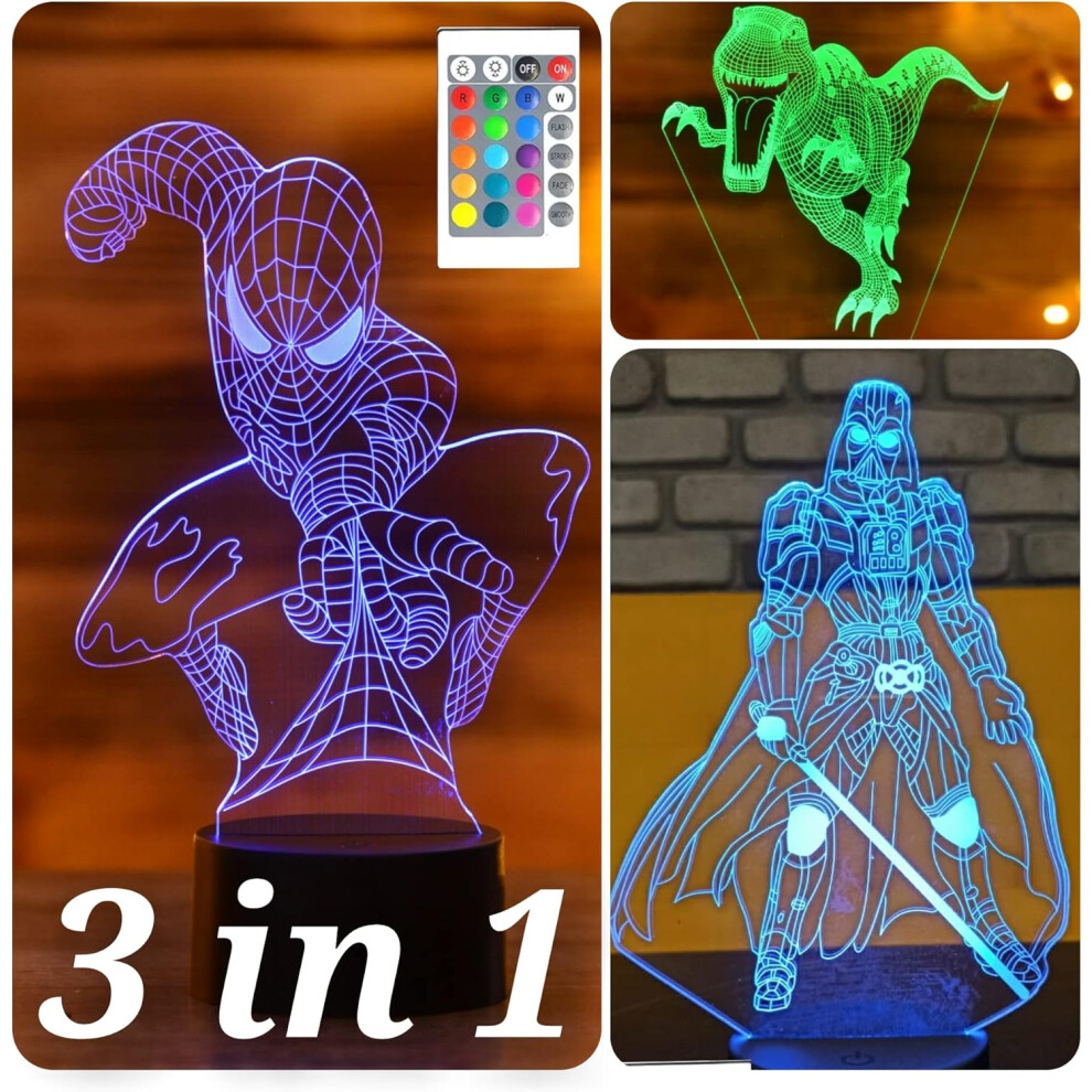 3D Illusion Night Lights for Kids with Remote Control 7 Colors Led Table Lamp-Superhero Toy-image-OPC-PFPTMDG-NEW