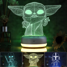 3D Star Wars Night Light for Kids - 3 Patterns and 16 Color Change Decor Lamp - Warm White Light for Sleep - Star Wars Toys for Kids - Birthday & Chri