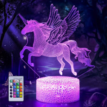 3D Unicorn Night Light-Unicorn Night Lights with Timer Remote- ,Crack 7 Colors-Touchable 7 Colors-with Touch&Remote Control-Unicorn Gifts for Kids