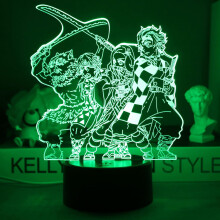 Anime 3D Lamp Team Figure-Anime 3D Night Light for Kids Fans Decor Room-Bedroom(Black Base,Demon Slayered.)