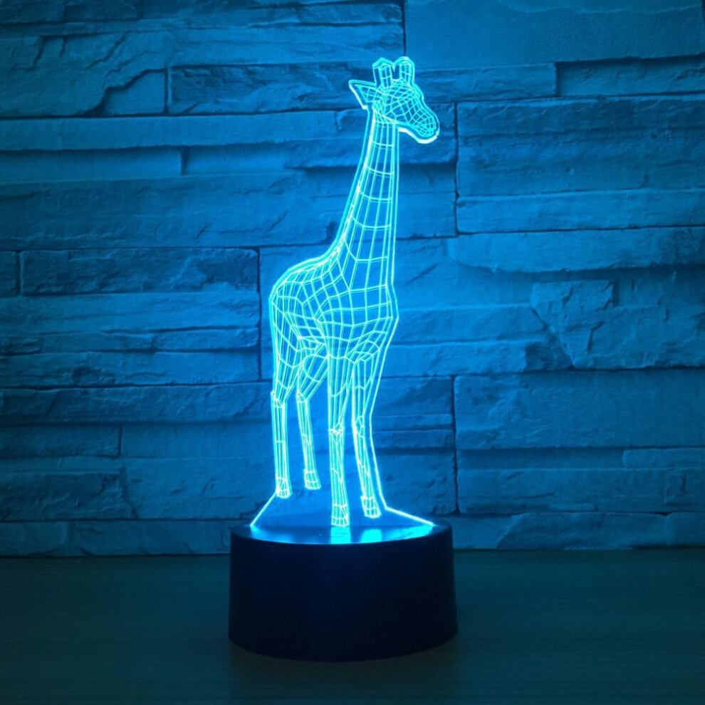 Animals Giraffe 3D Night Light Touch LED Table Desk Lamps 7 Color Changeable Desk Lamp Table Household Room Decoration Gift