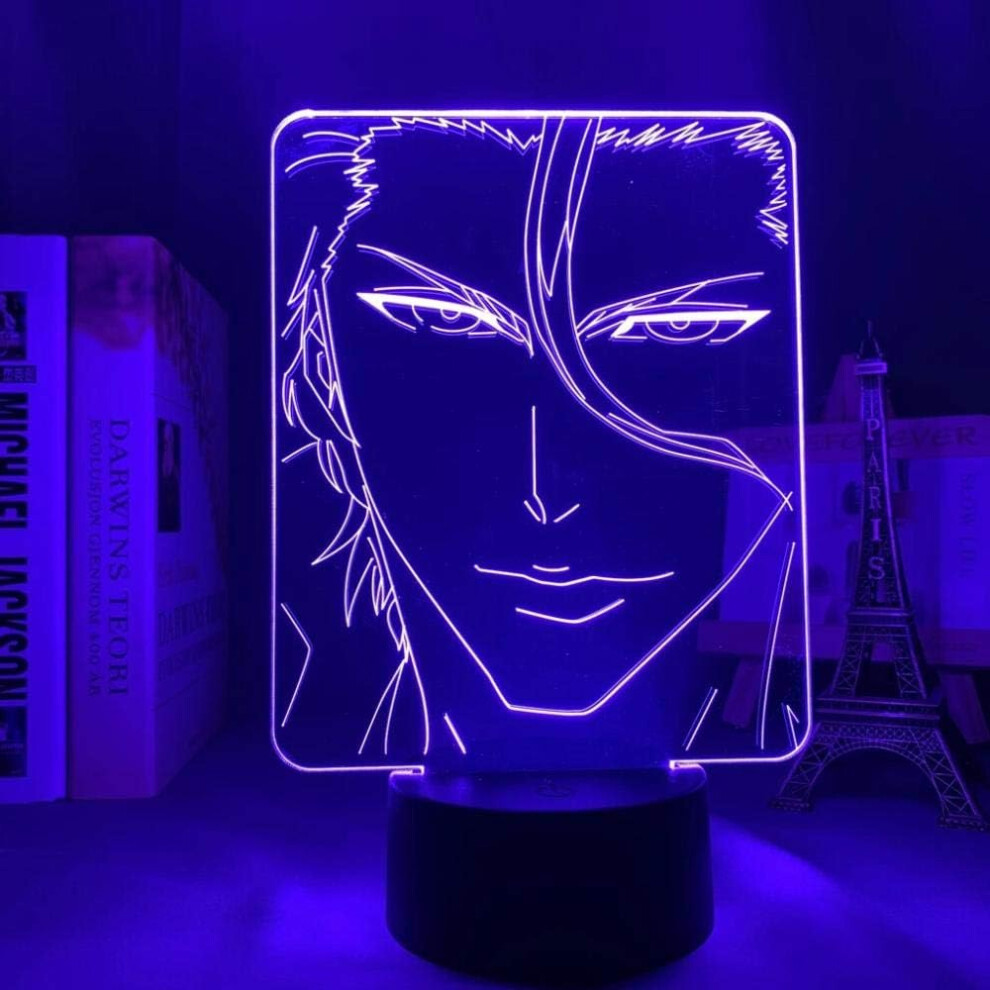 Anime Bleekmiddel Sosuke Aizen lamp Cool 3D Illusion Night Lamp Home Room Decor Acrylic LED Light Xmas Gift Lamps(16 Colors with Remote)