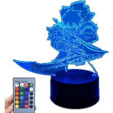 Anime Cartoon 3D Illusion Night Light,LED Table Desk Lamps,Solo Leveling Night Lights, Touch/Remote Control USB/Battery Charge Lighting Bedroom Home D