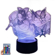 Anime Demon Slayer Kochou Shinobu Night Light 3D LED Illusion Light USB Children Bedroom Table Lamp Touch/Remote Control Colorful Atmosphere Light