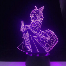 Anime Demon Slayer Shinobu Kochou lamp Cool 3D Illusion Night Light Home Room Decor Acrylic LED Light Xmas Gift Lamps(16 Colors with Remote)