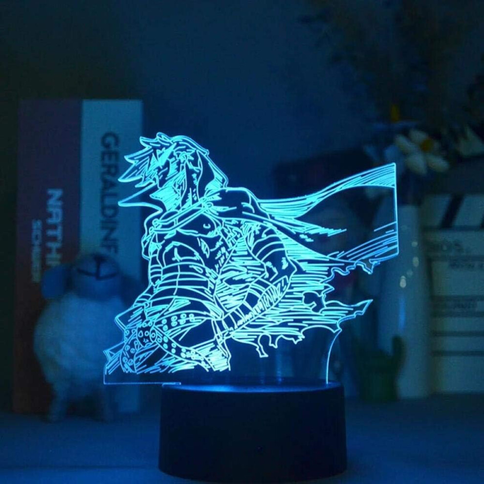 Anime Gurren Lagann Kamina lamp Cool 3D Illusion Night Light Home Room Decor Acrylic LED Light Christmas Birthday Gift Lamp(16 Colors with Remote)