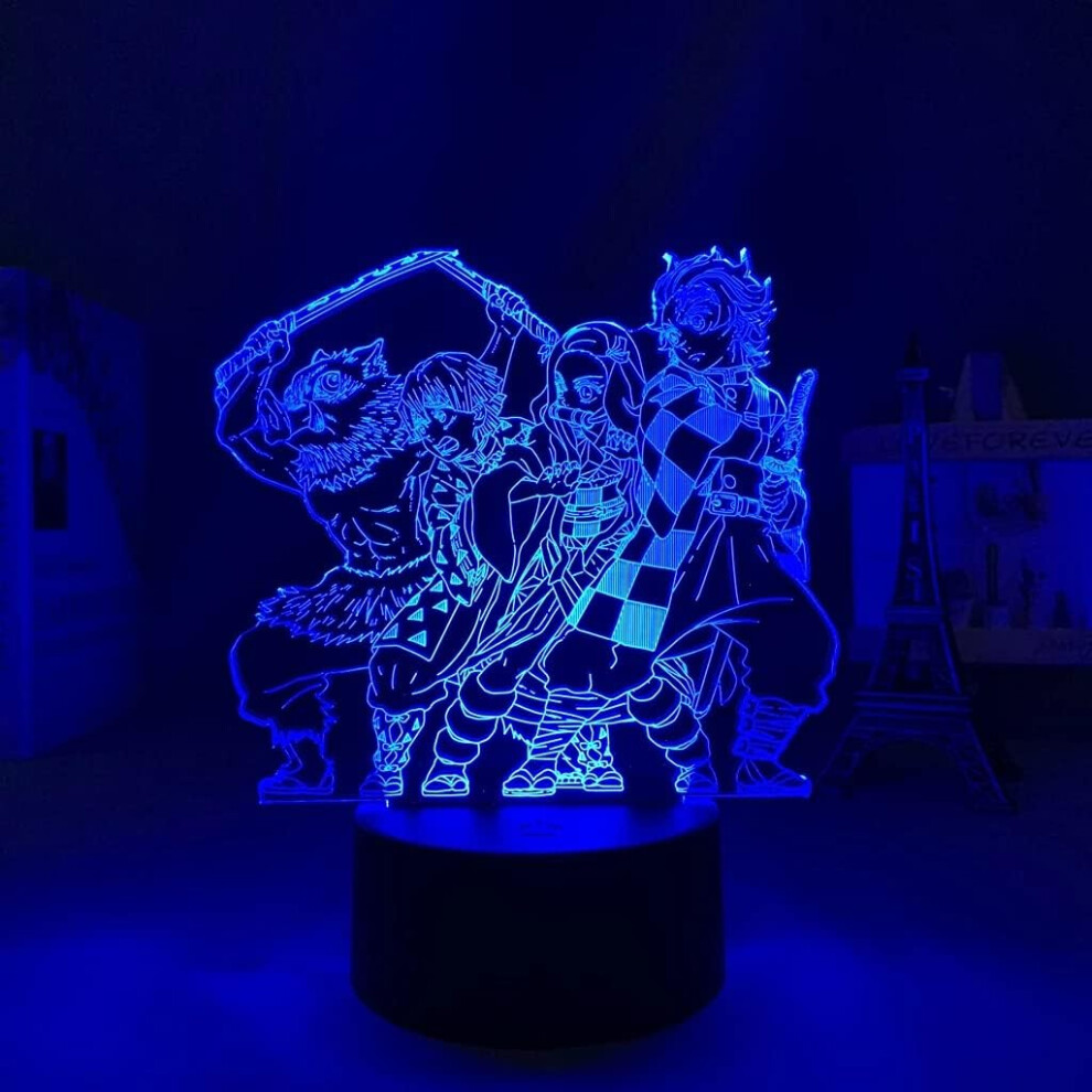 Anime Lamp Night Light LED Light Demon Slayer Lamp Tanjirou Kamado lamp Zenitsu Agatsuma lamp Nezuko Kamado lamp Inosuke Hashibira lamp 3D for Kid Bed