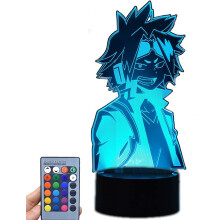 Anime My Hero Academia Kaminari Denki Cartoons 3D Illusion Night Light,LED Table Desk Lamps,Touch/Remote Control USB/Battery Charge Lighting Bedroom H