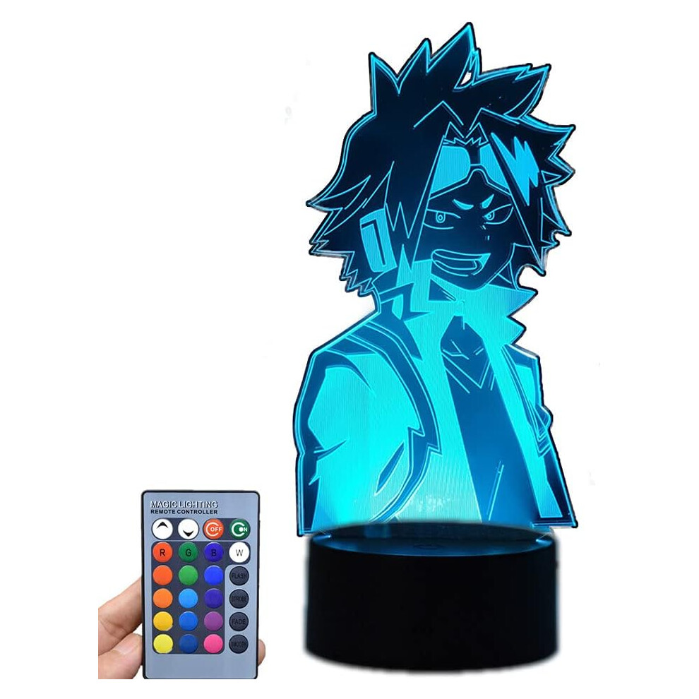 Veeki Anime My Hero Academia Kaminari Denki Cartoons 3D Illusion Night ,Led Table Desk Lamps,Touch/Remote Control Usb/Battery Charge Ing Bedroom H Light