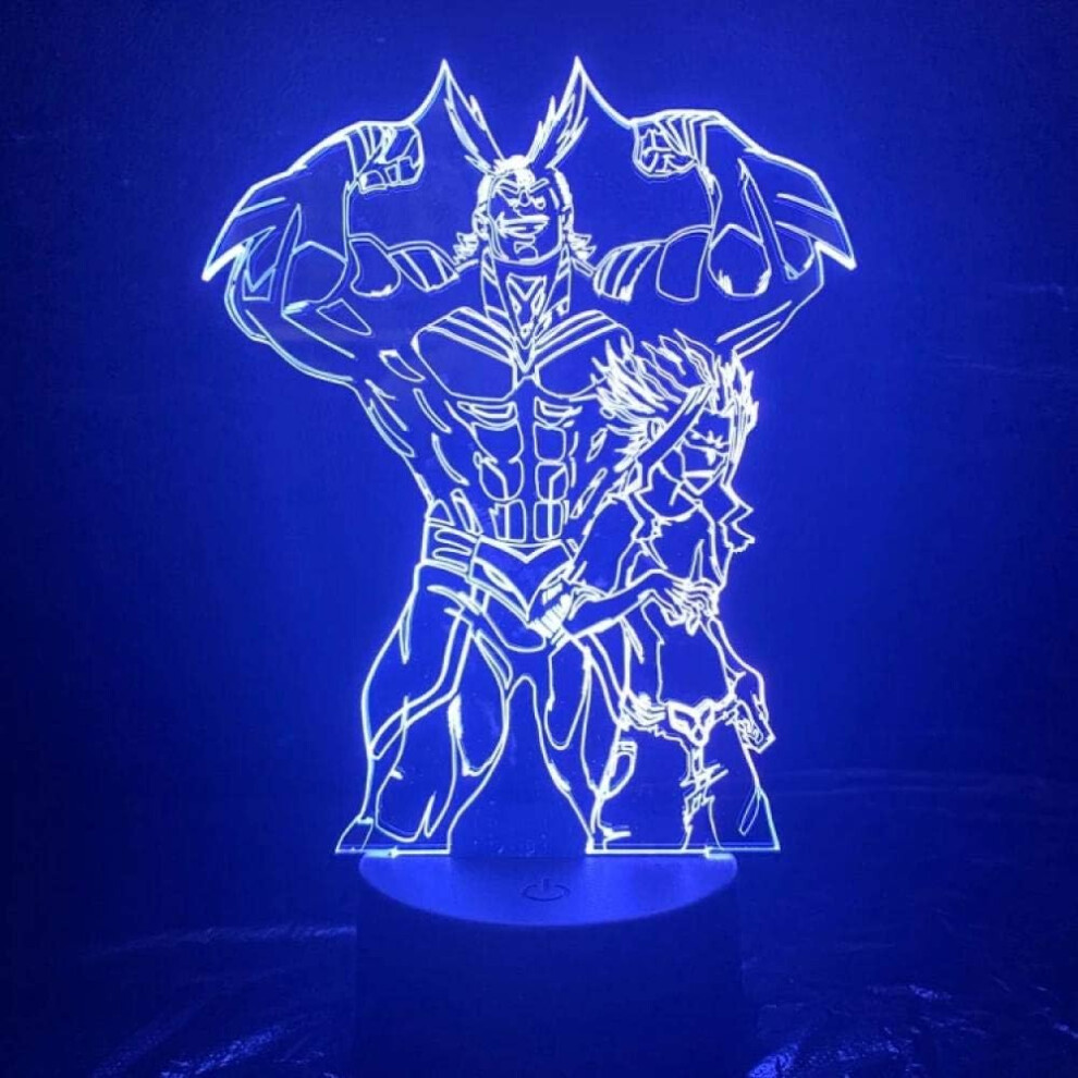 Anime Lamp Night Light Illusion Light My Hero Academia All Might Figura 3D for Kid Bedroom LED Child Christmas Gift Bedside Colorful Birthday Lampara